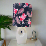 White Ceramic Table Lamp with Galahs Shade