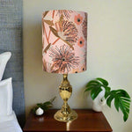 Brass Detailed Table Lamp with Blush Natives Shade - PAIR AVAILABLE -