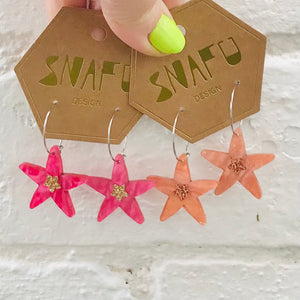 Star Flower Hoop Earrings