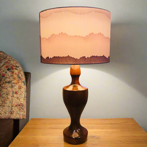 Extra Large Carved Hardwood Table Lamp with Musk Shade