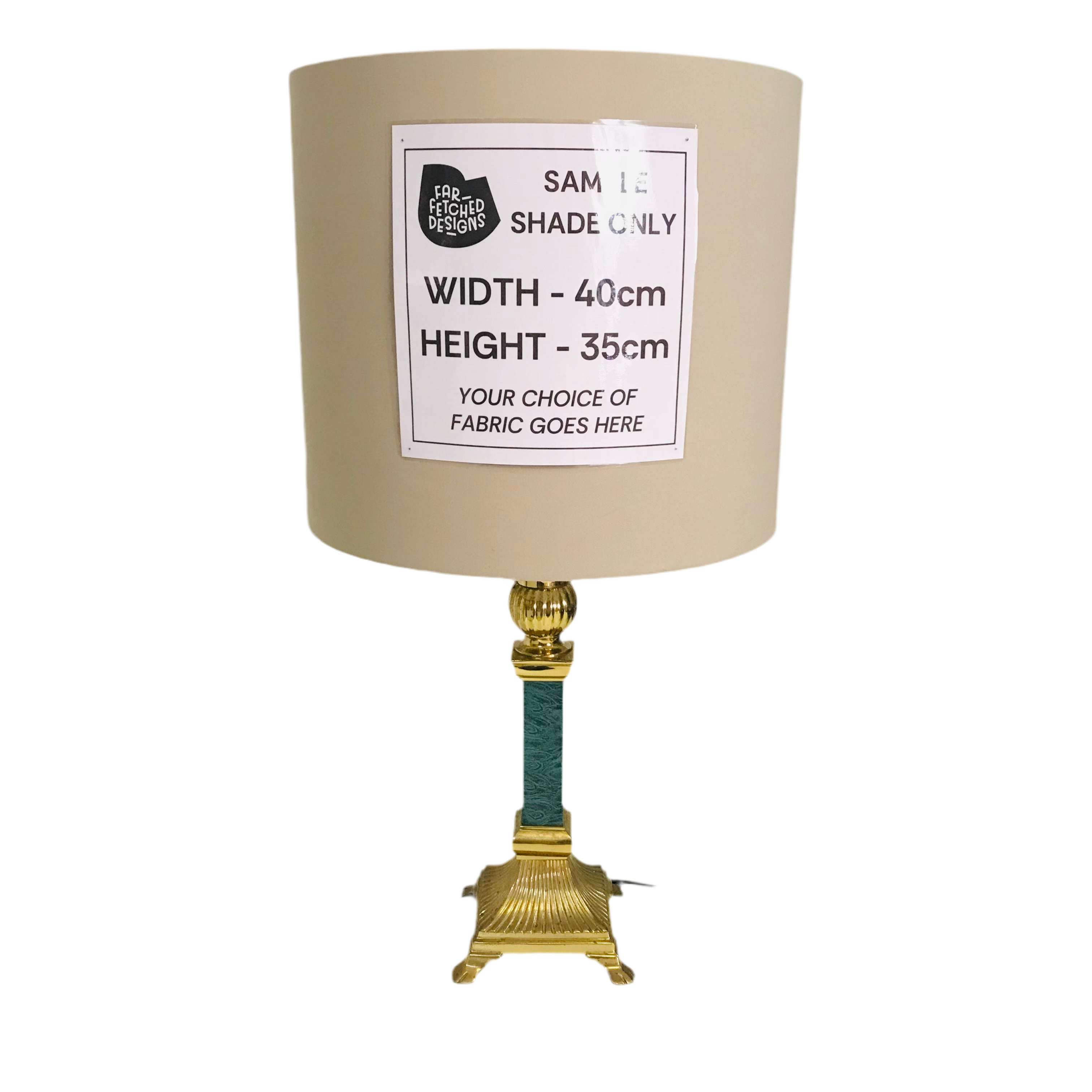 Lamp Base Only - Teal & Brass Ornate Column Table Lamp