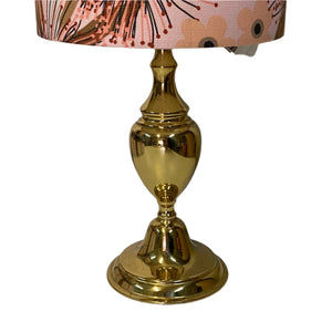 Brass Detailed Table Lamp with Blush Natives Shade - PAIR AVAILABLE -