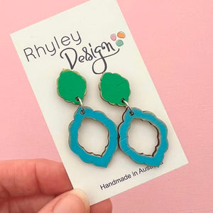 Destressed Painted Classic Statement Earrings with Studs