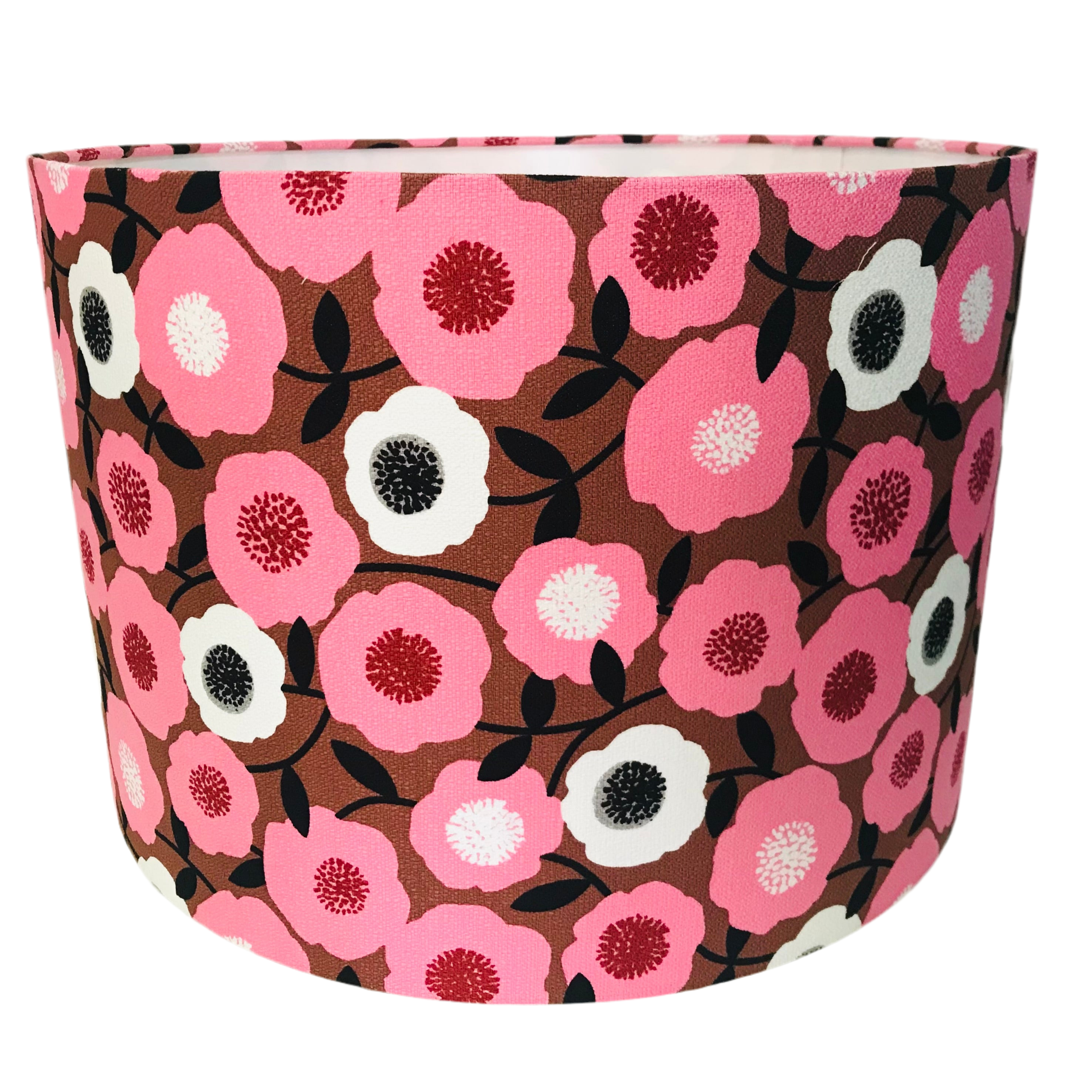 Barkcloth Pink Blooms Timber Table Lamp