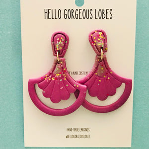 Polymer Clay Handmade Earrings - Art Deco Glitter