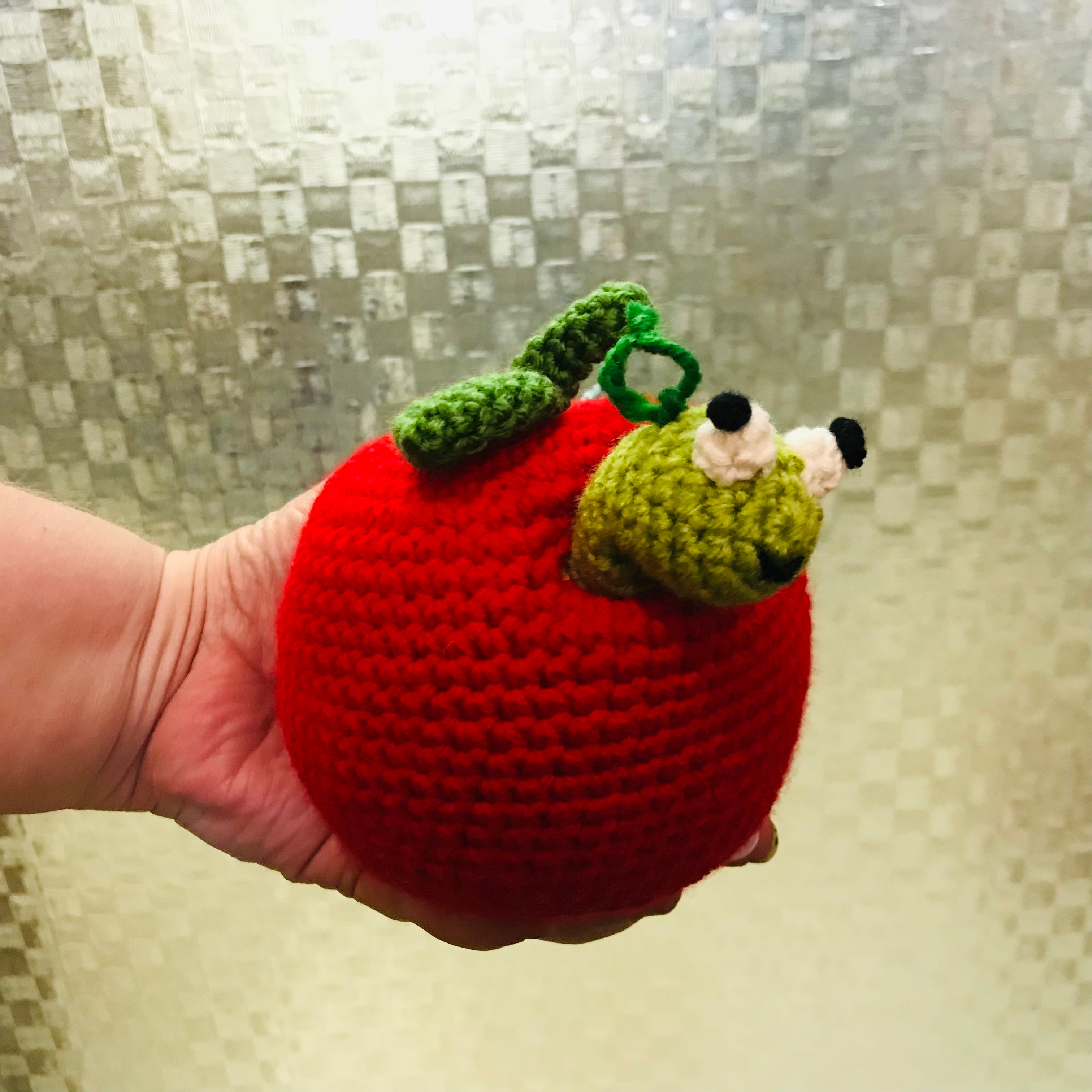 Apple & Worm Crochet Toy