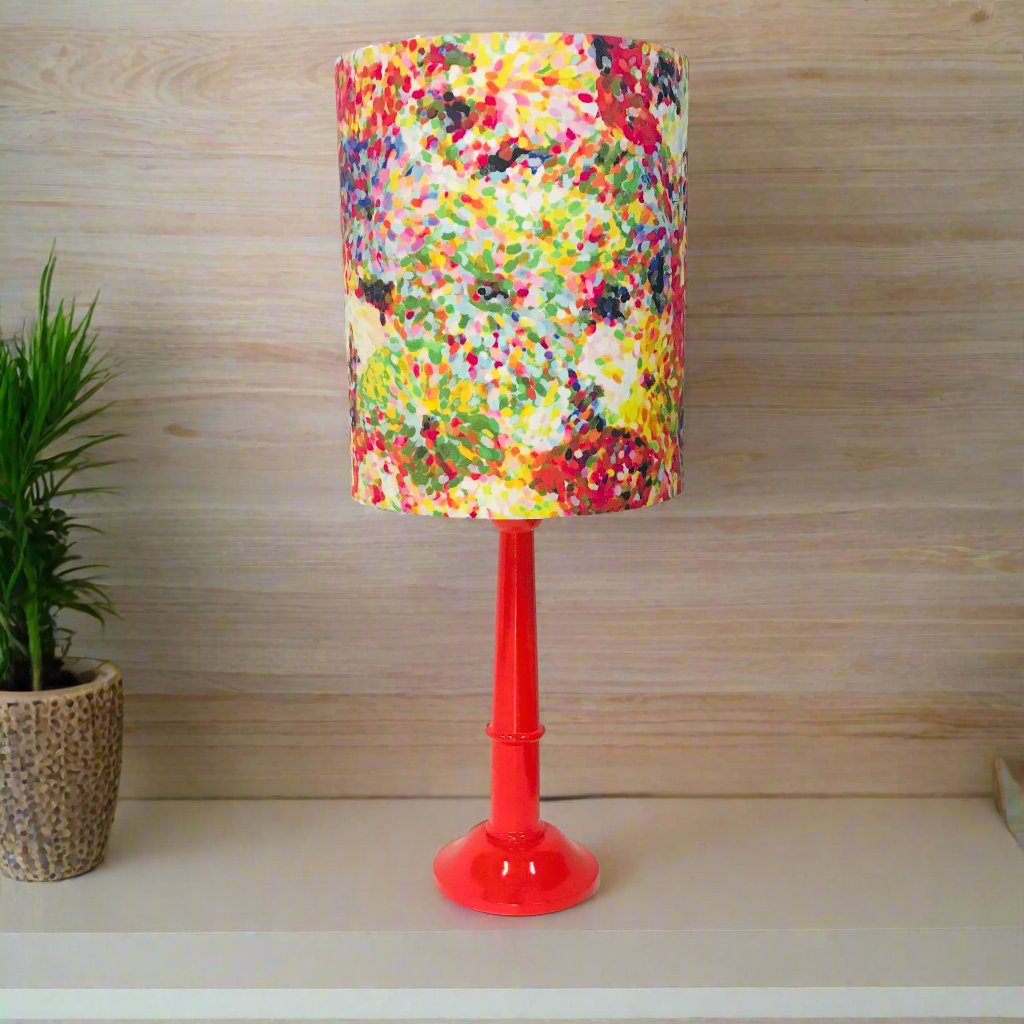 Impressionist Garden Red Table Lamp