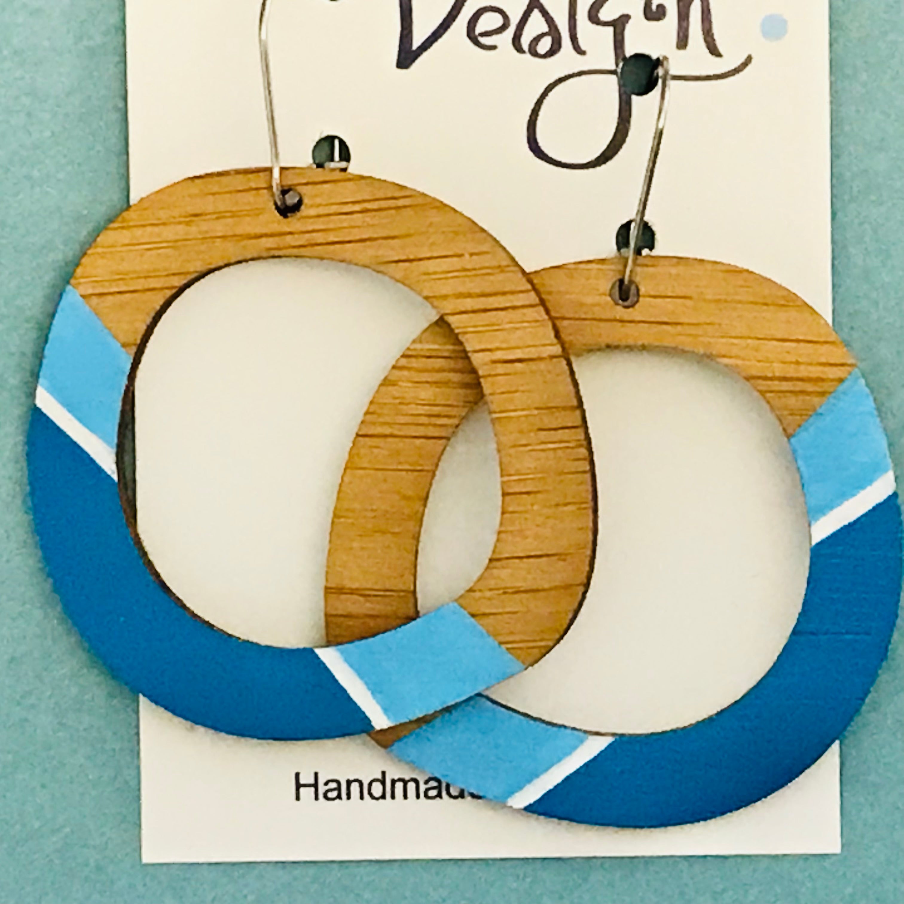 Bamboo Paint Stripe Circle Earrings