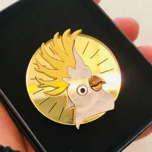 Art Deco Acrylic Brooch - Cockatoo