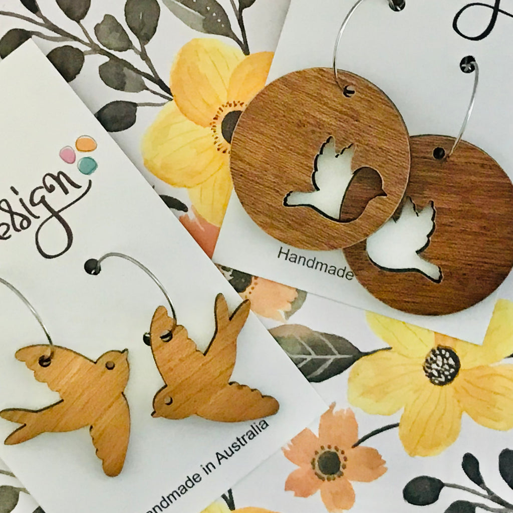 Bird Wood Earrings