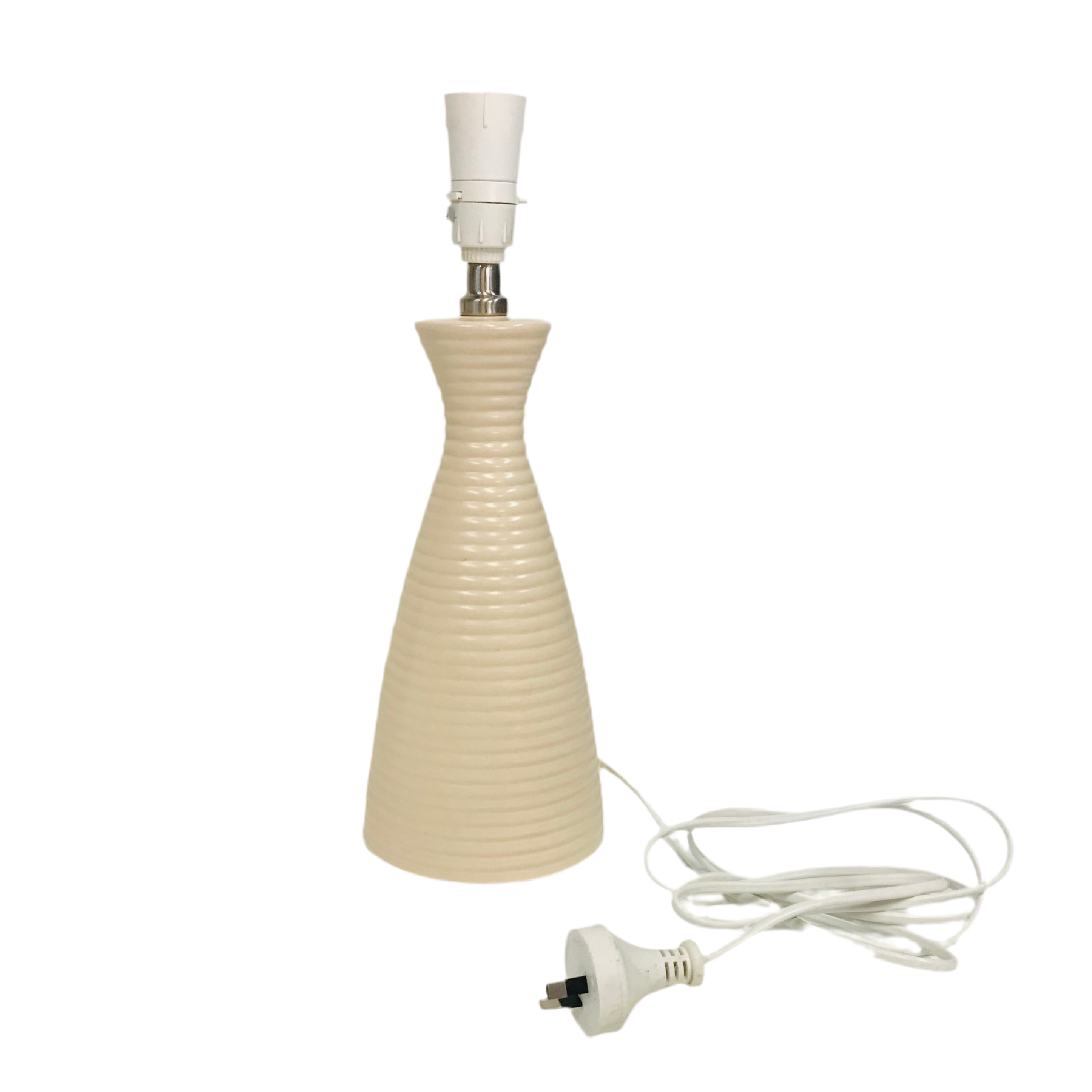 Lamp Base Only - Cream Ribbed Ceramic Bottle Shaped Table Lamp