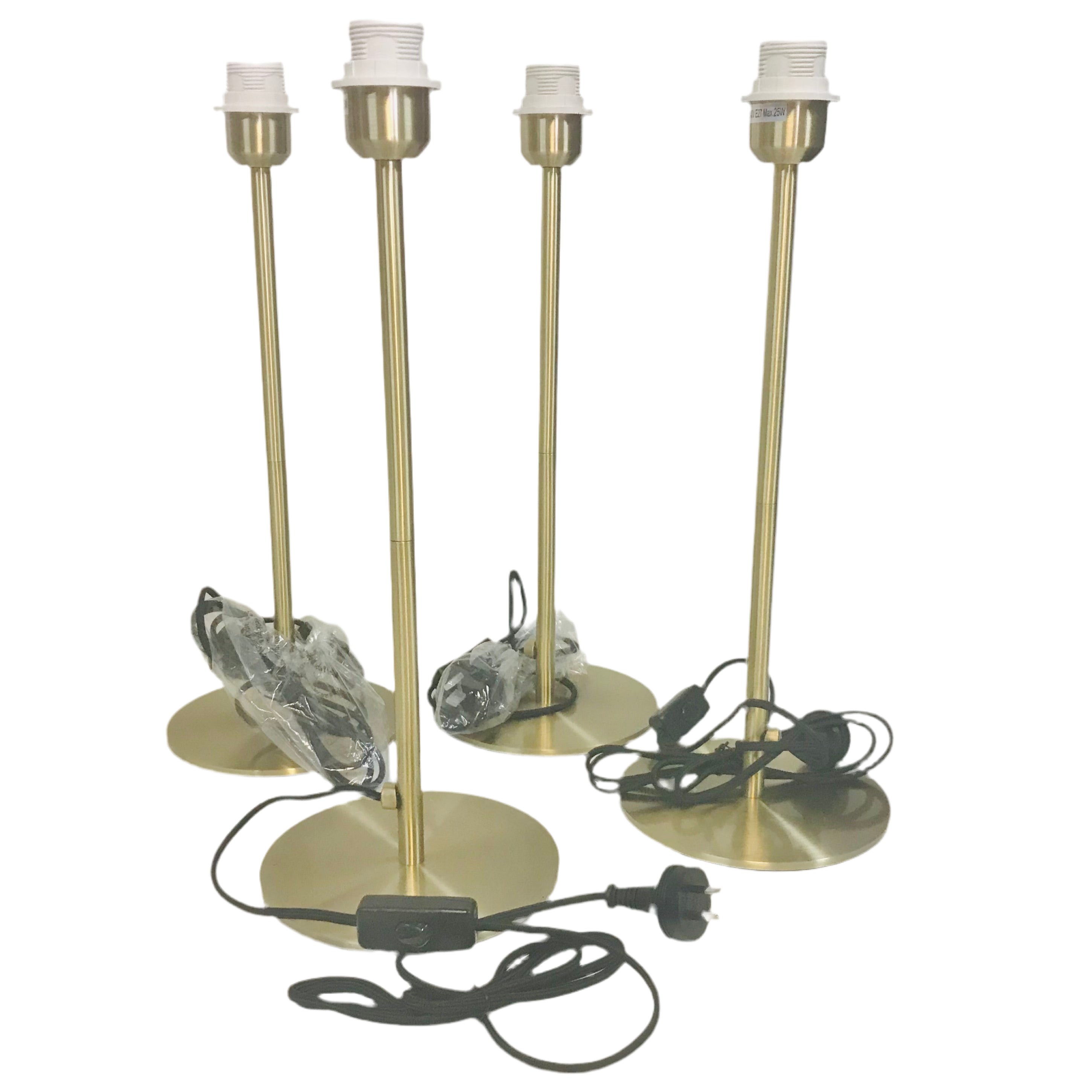 Lamp Base Only - Tall Brass Chrome Stick Table Lamp