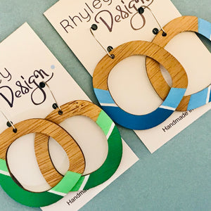 Bamboo Paint Stripe Circle Earrings