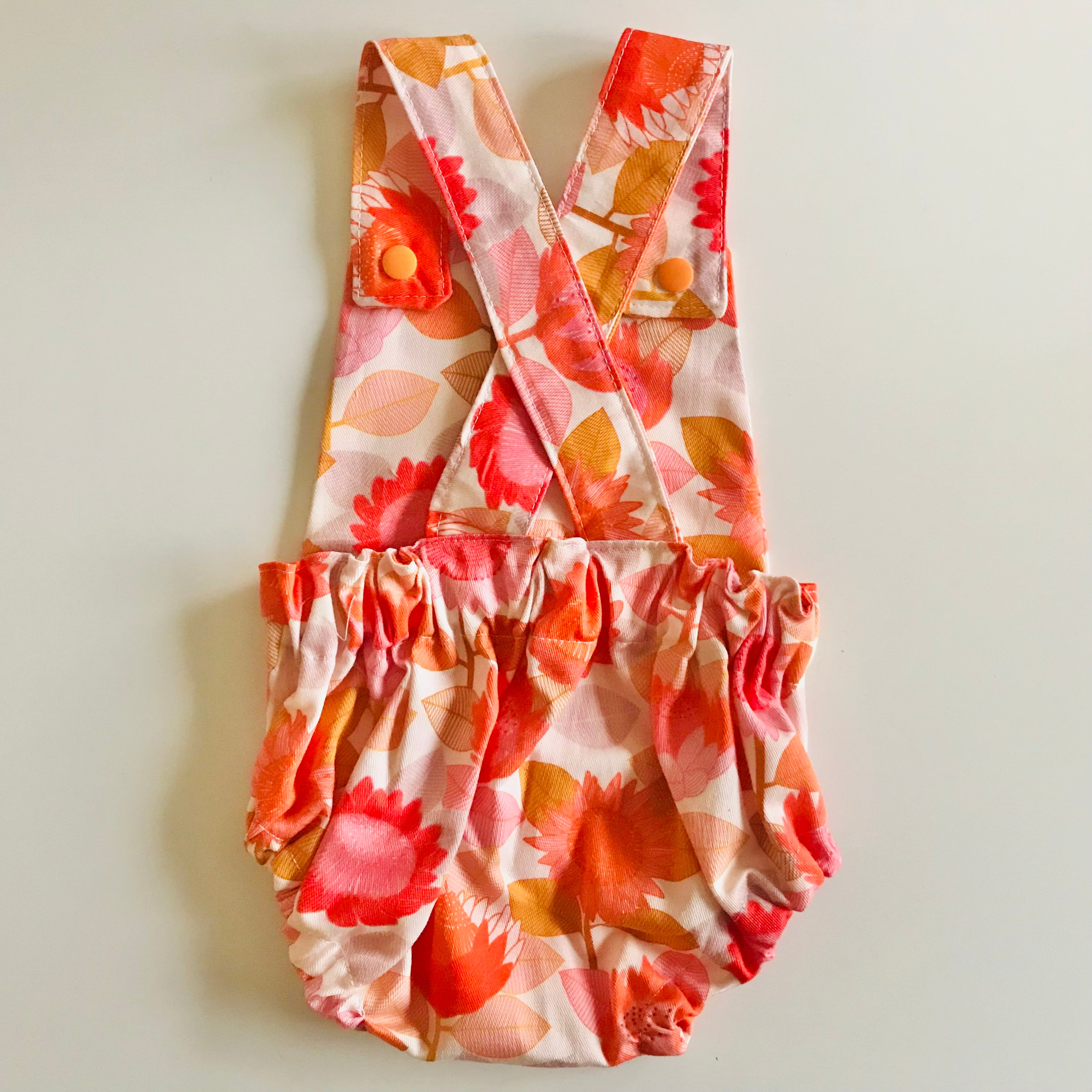 Baby Toddler Summer Romper - Orange Native Floral