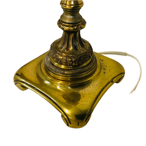 Lamp Base Only - Ornate Brass Square Based Table Lamp