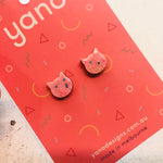 Cat Laser Cut Timber Stud Earrings