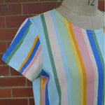 Women's Handmade Organic Cotton Tee - Candy stripe