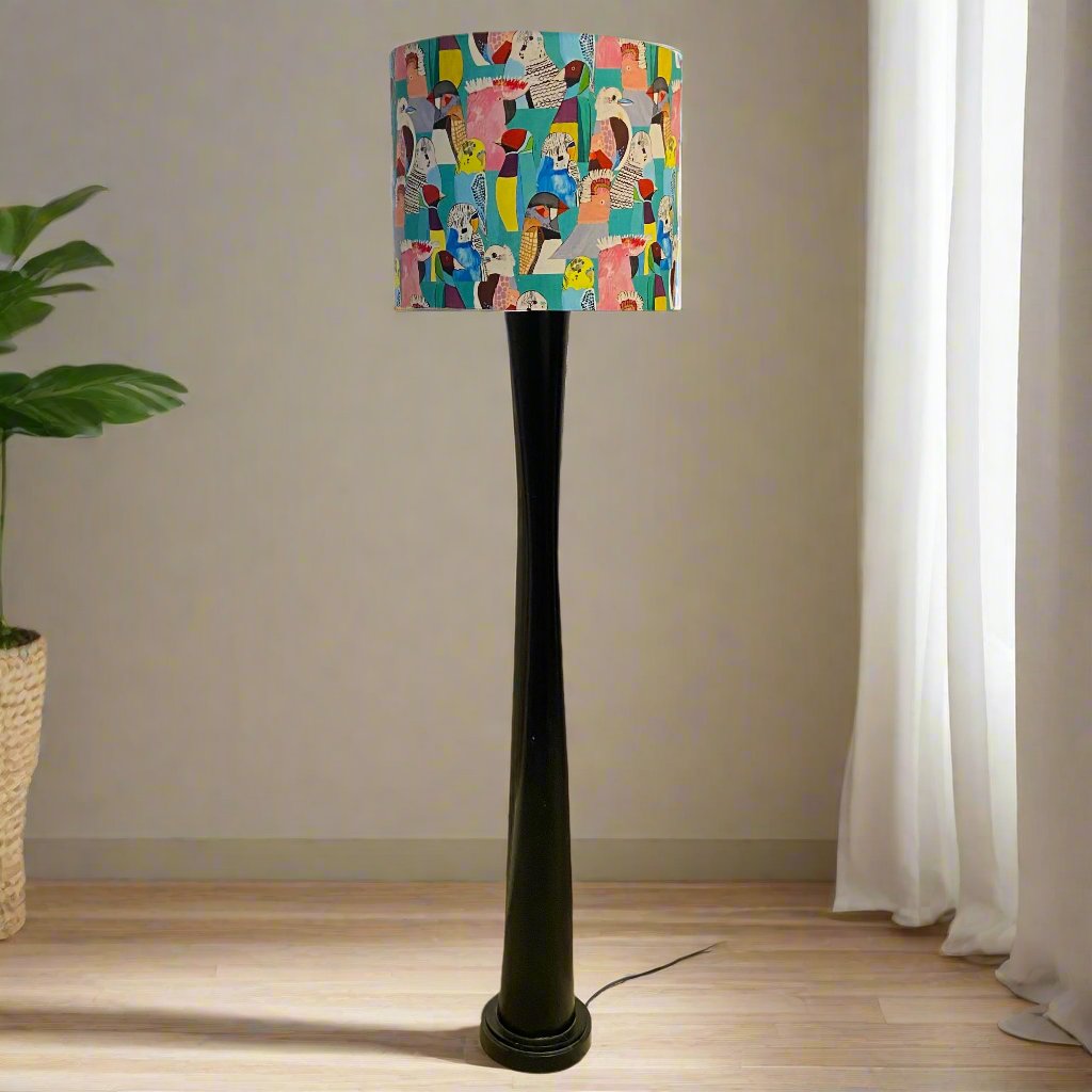 Timber Standard Floor Lamp with Birdies Shade