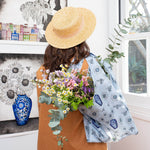 Reusable travel tote bag - Blue Vase