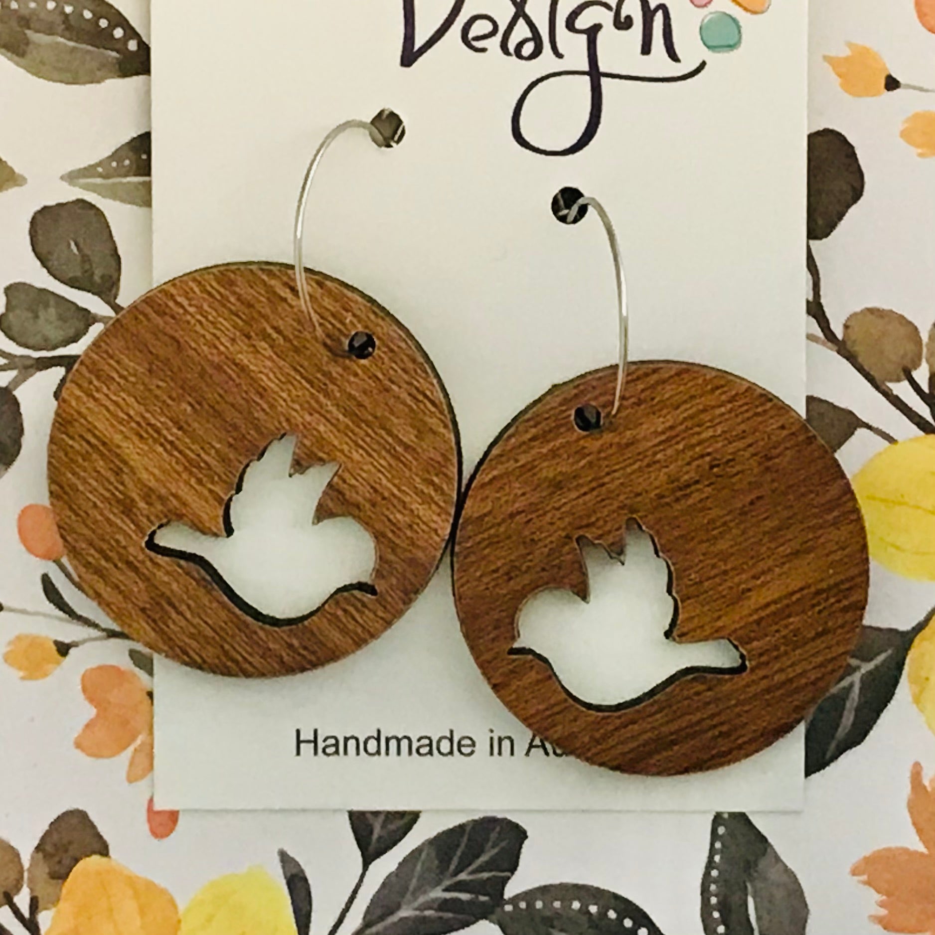 Bird Wood Earrings