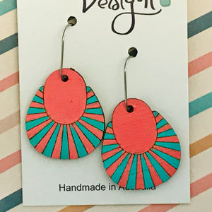 Wood Rays Statement Earrings