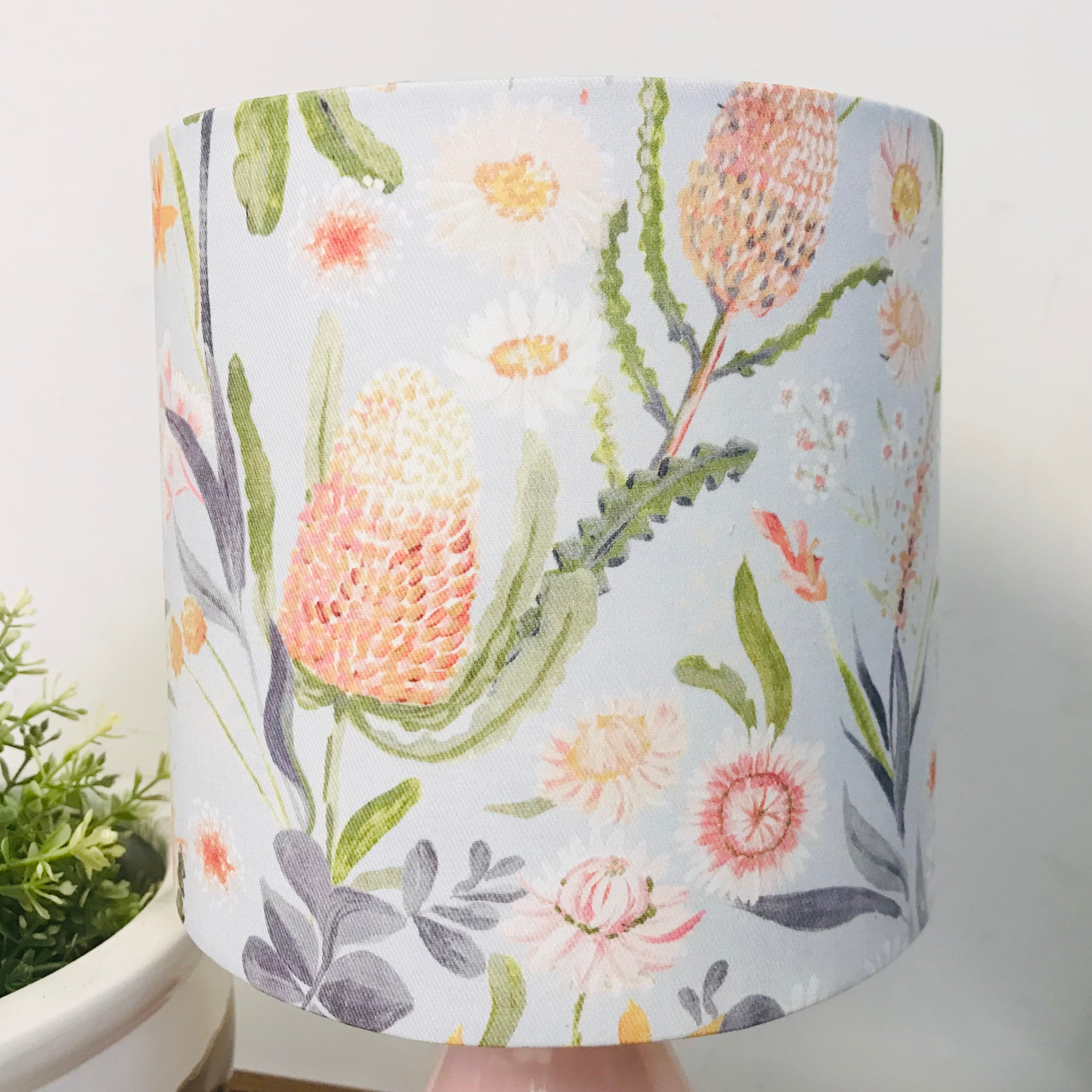 Pastel Pink Floral Mini Ceramic Table Lamp