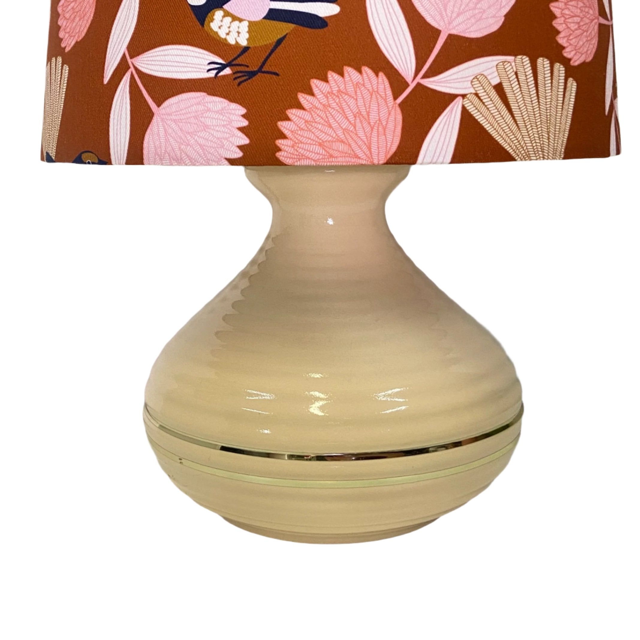 Biscuit with Gold Trim Ceramic Table Lamp With Mocha Wren Shade