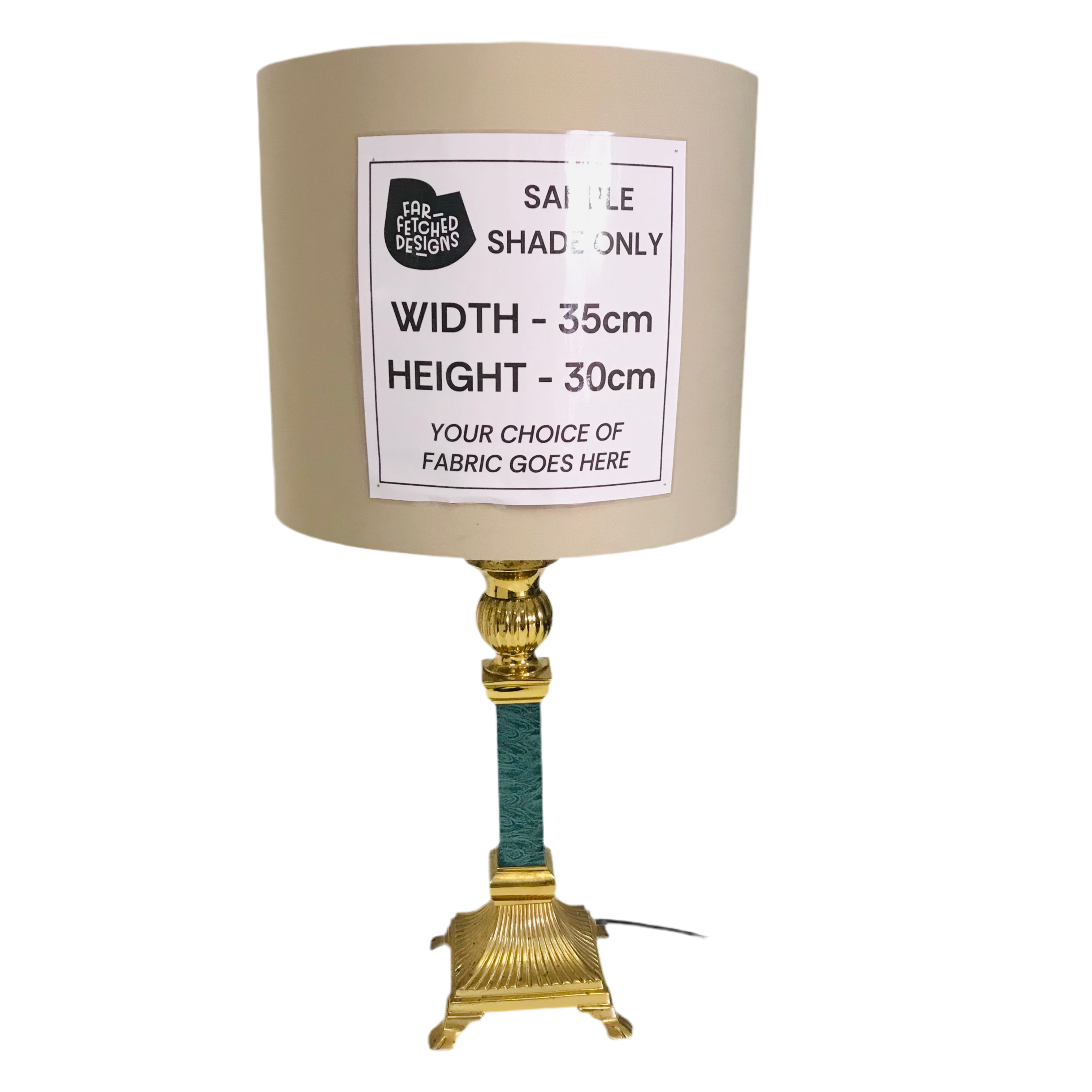 Lamp Base Only - Teal & Brass Ornate Column Table Lamp