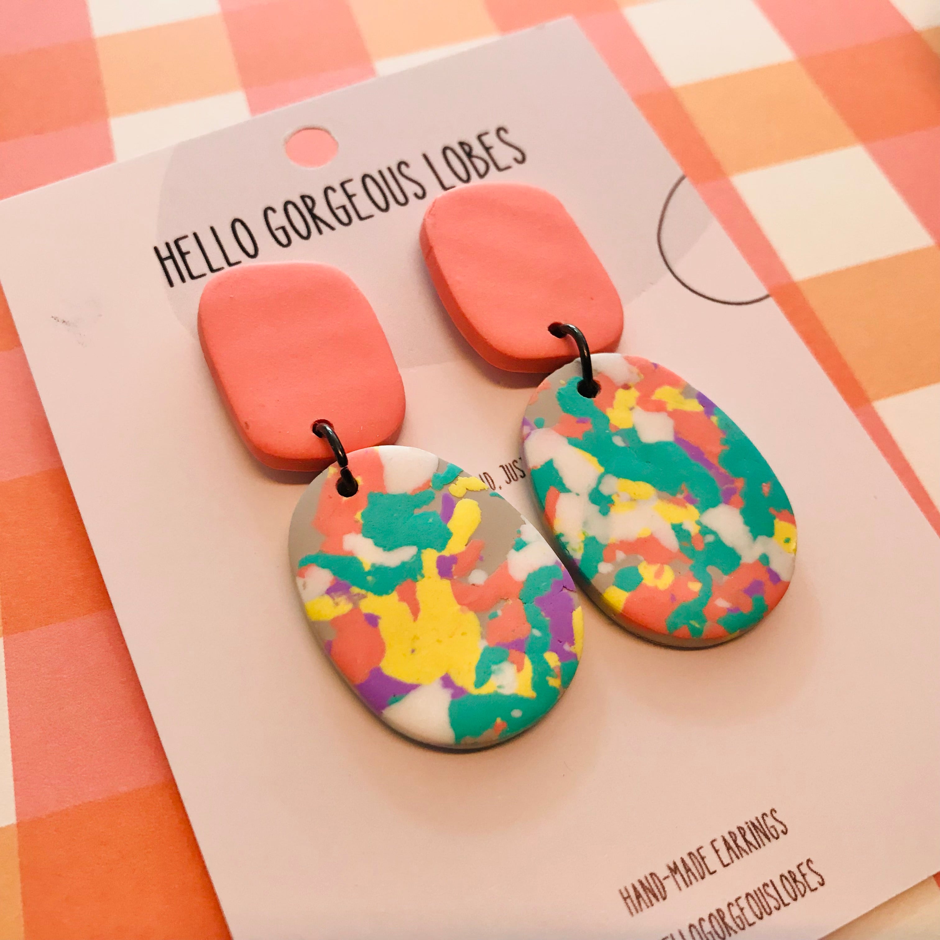 Polymer Clay Handmade Earrings - Pastel Fleck Abstract