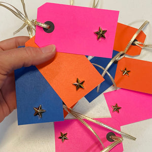 Handmade Christmas Colourful Star Gift Tags - 6 Pack