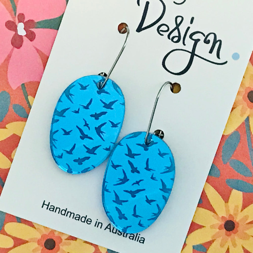 Mirror Bird Statement Earrings