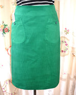 Women's Handmade Corduroy Pocket Skirt - Emerald Green