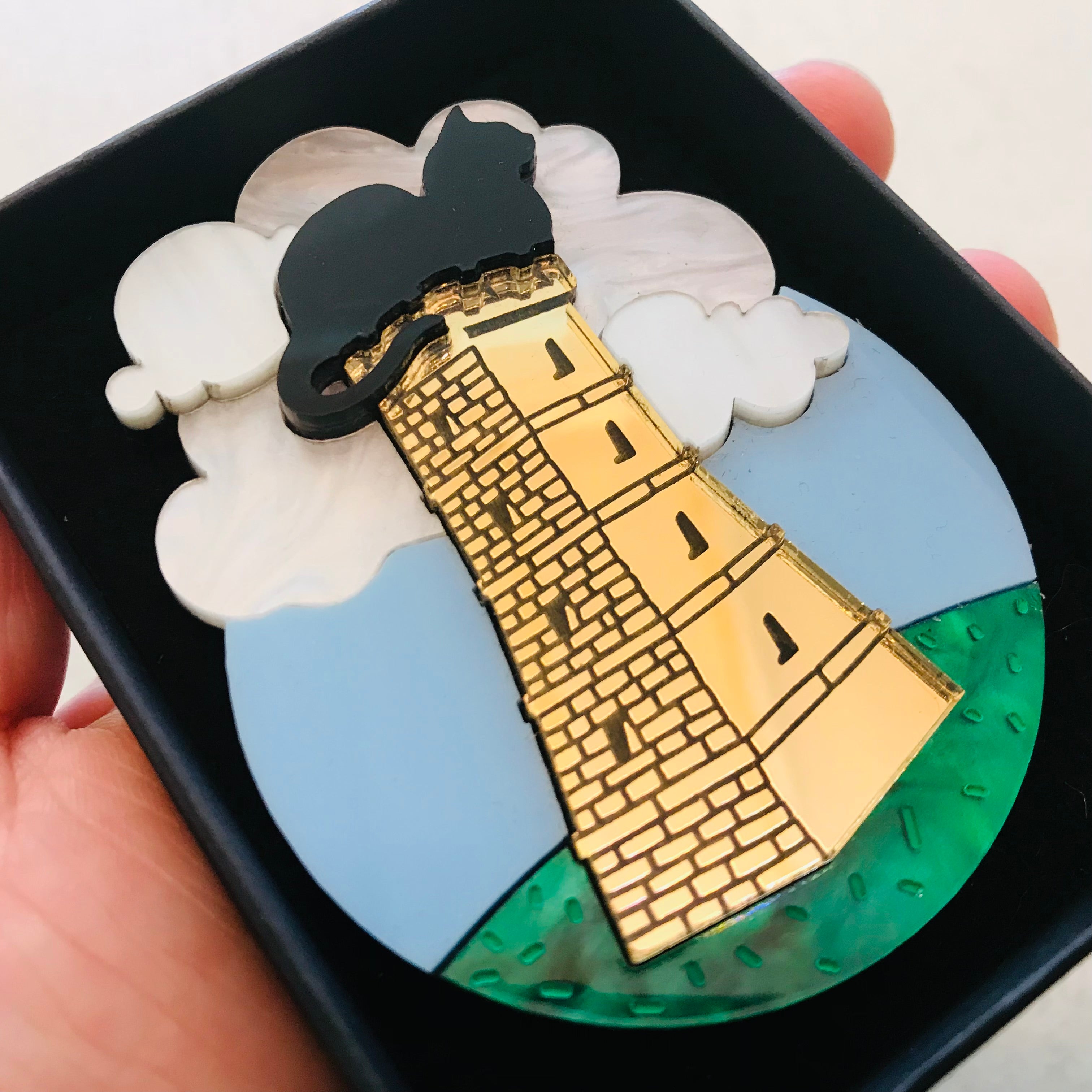 Art Deco Acrylic Brooch - My Cat Likes to Sit on Places Westie Series