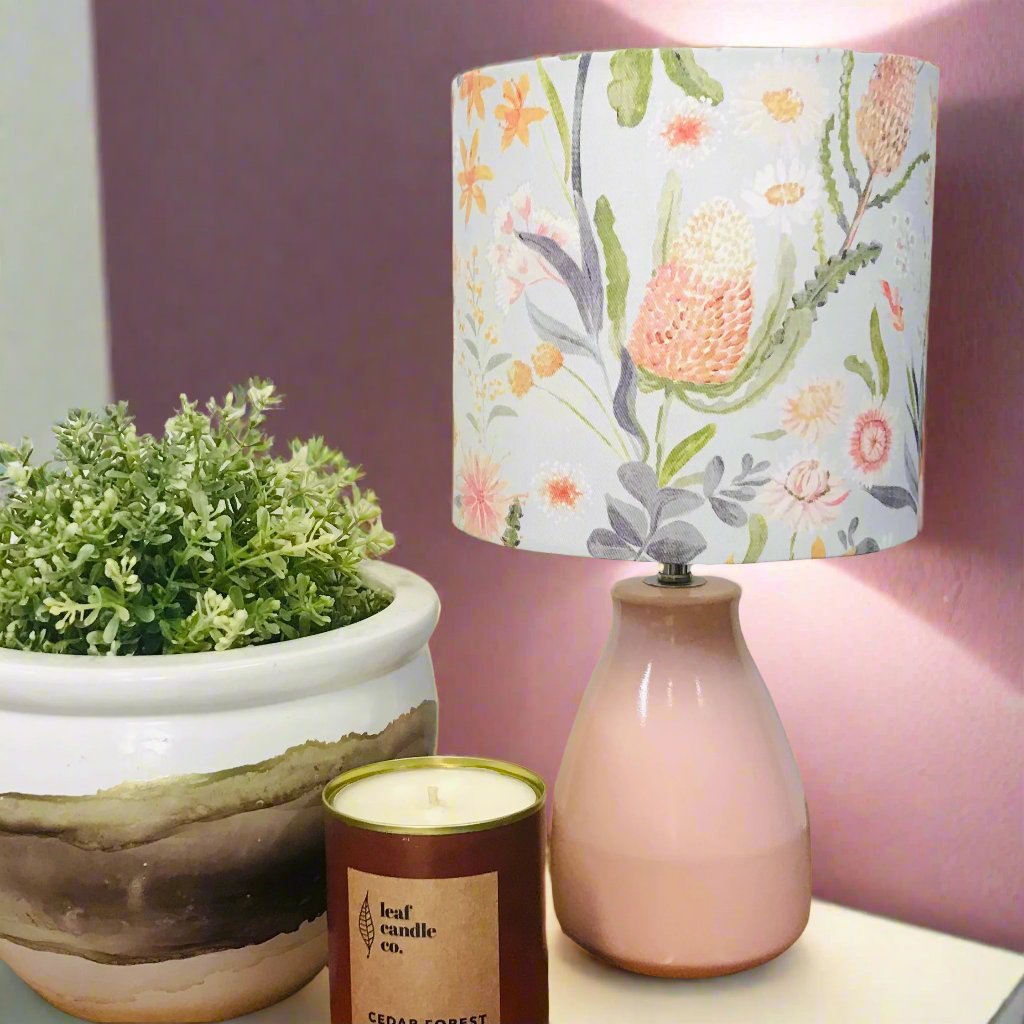 Pastel Pink Floral Mini Ceramic Table Lamp