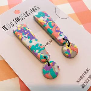 Polymer Clay Handmade Earrings - Pastel Fleck Abstract