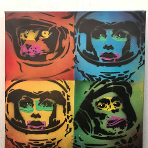 Spray paint on Canvas Original Artwork - Space Critters