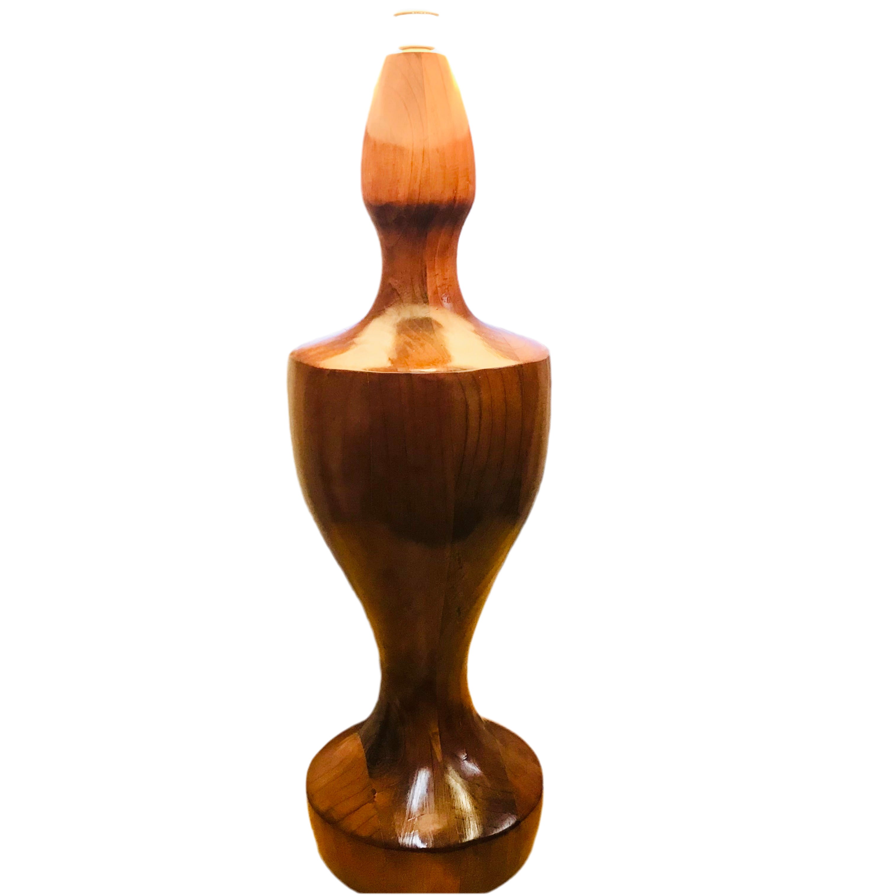 Extra Large Carved Hardwood Table Lamp with Musk Shade