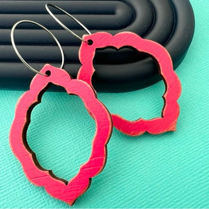 Destressed Painted Classic Statement Earrings with Hoops