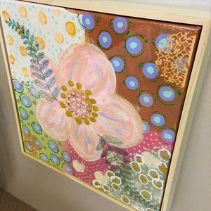 Original One of a Kind Resin Artwork with Frame - Flower Power