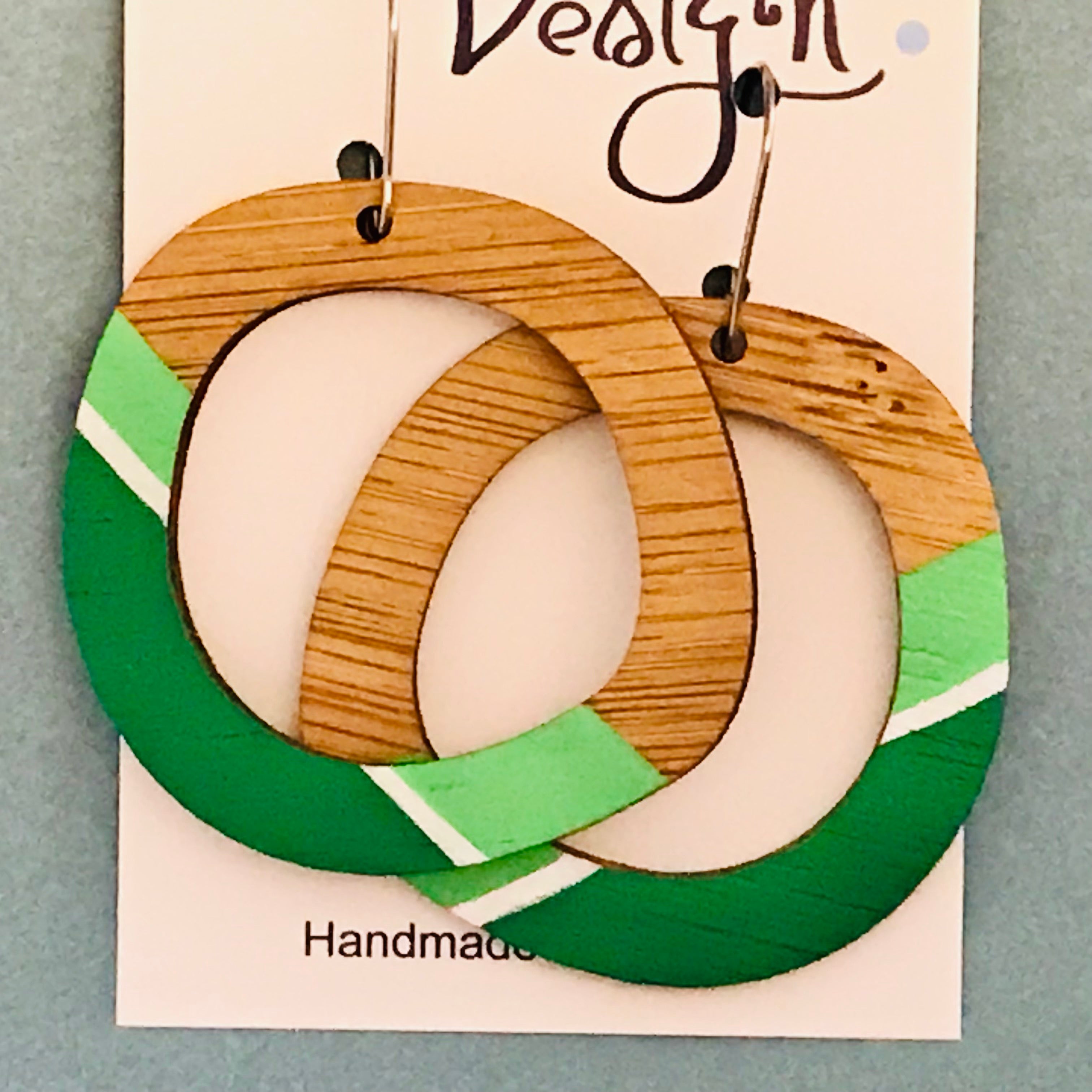 Bamboo Paint Stripe Circle Earrings