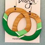 Bamboo Paint Stripe Circle Earrings