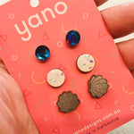 3 Pack of Laser Cut Acrylic Stud Earrings - gift pack