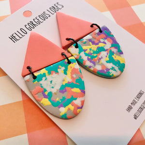 Polymer Clay Handmade Earrings - Pastel Fleck Abstract