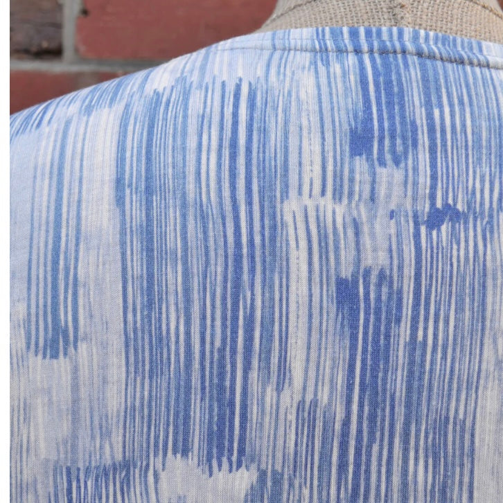 Women's Handmade Organic Cotton Tee - Blue lines