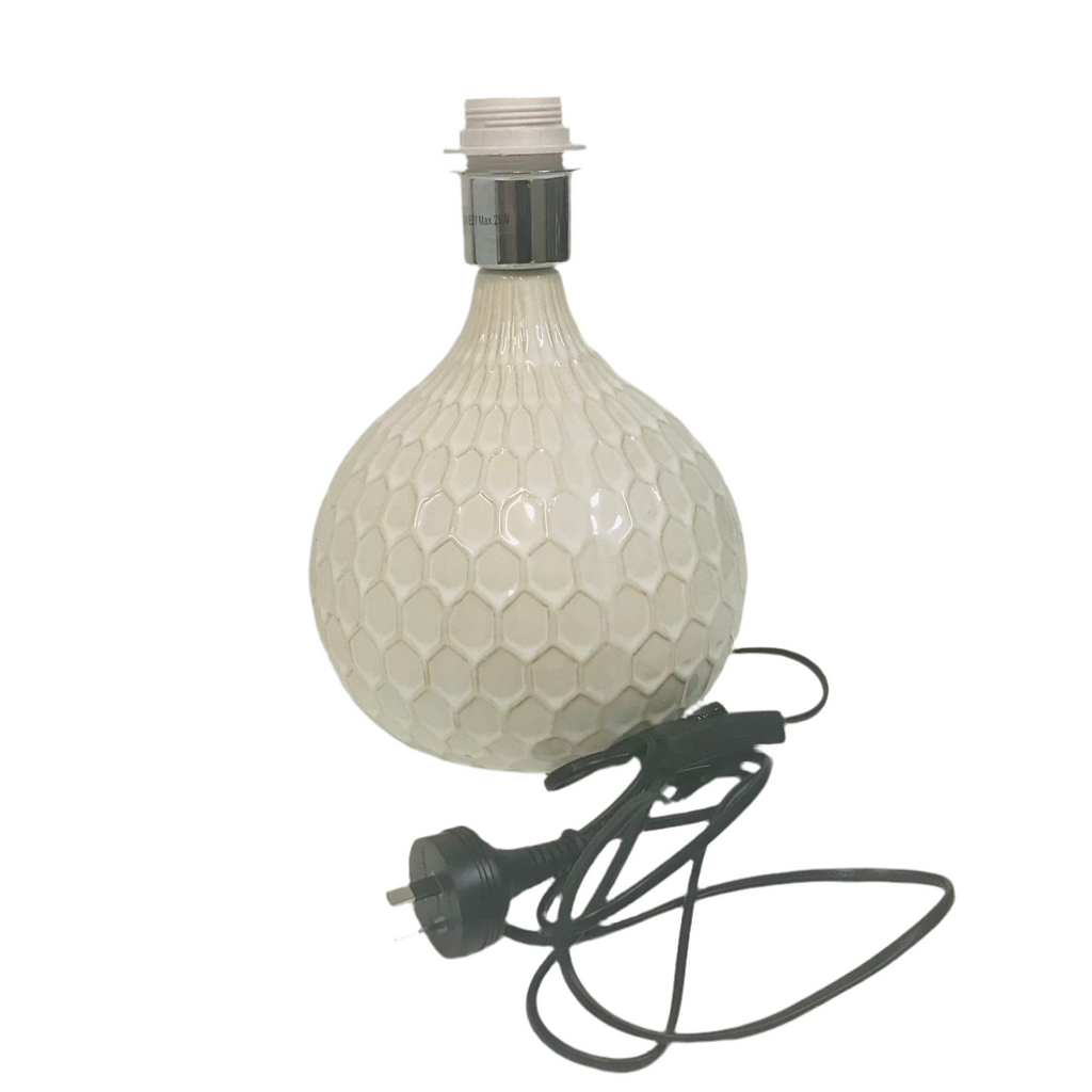 Lamp Base Only - Ceramic Off White Scale Textured Ball Table Lamp