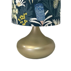 Bulb Squat Table Lamp with Navy Natives Shade