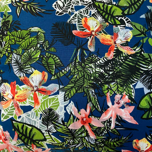 Cushion - TROPICAL ORCHIDS ON NAVY