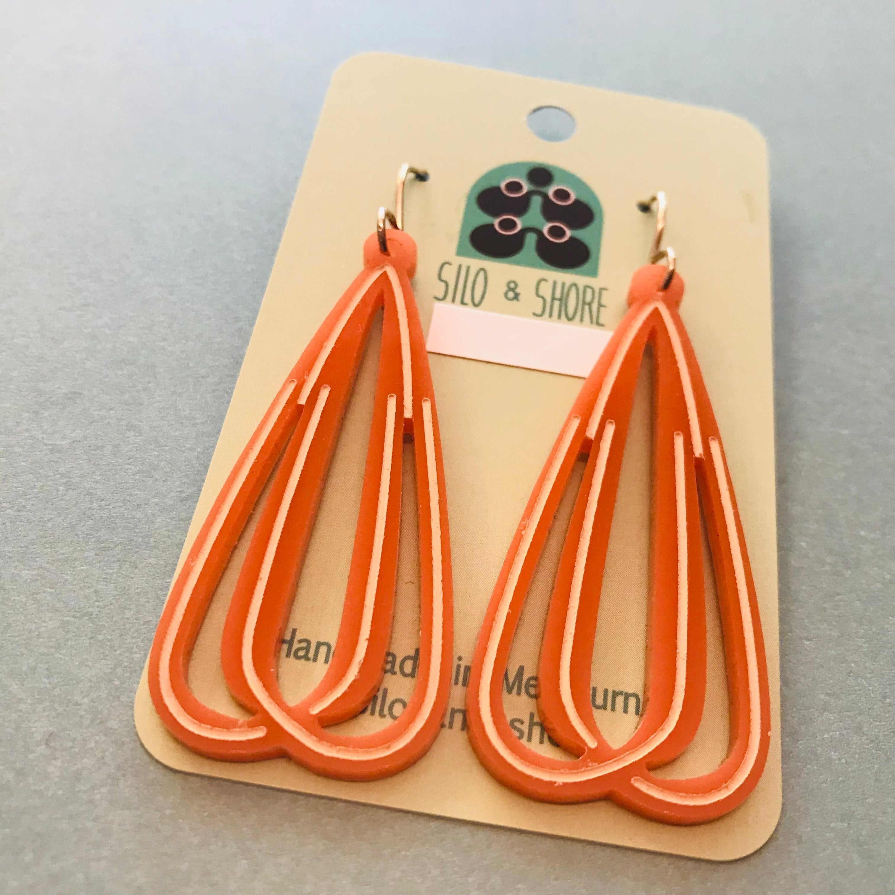 Art Deco Acrylic Earrings - Long Loop