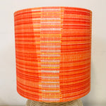 Rattan Mid Mod Orange Lines Table Lamp