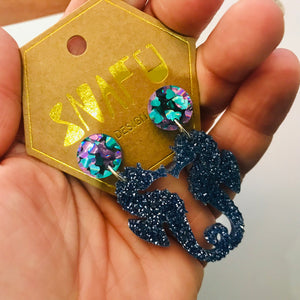 Seahorse Dangly Stud Earrings